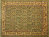 handmade Traditional  Green Gold Hand Knotted RECTANGLE 100% WOOL area rug 9x12
